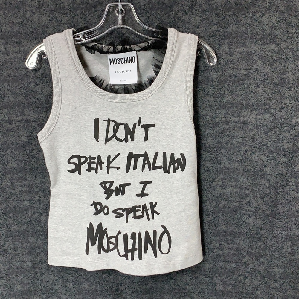 Moschino  Couture “I don’t speak Italian… gray top - Picture 6 of 8